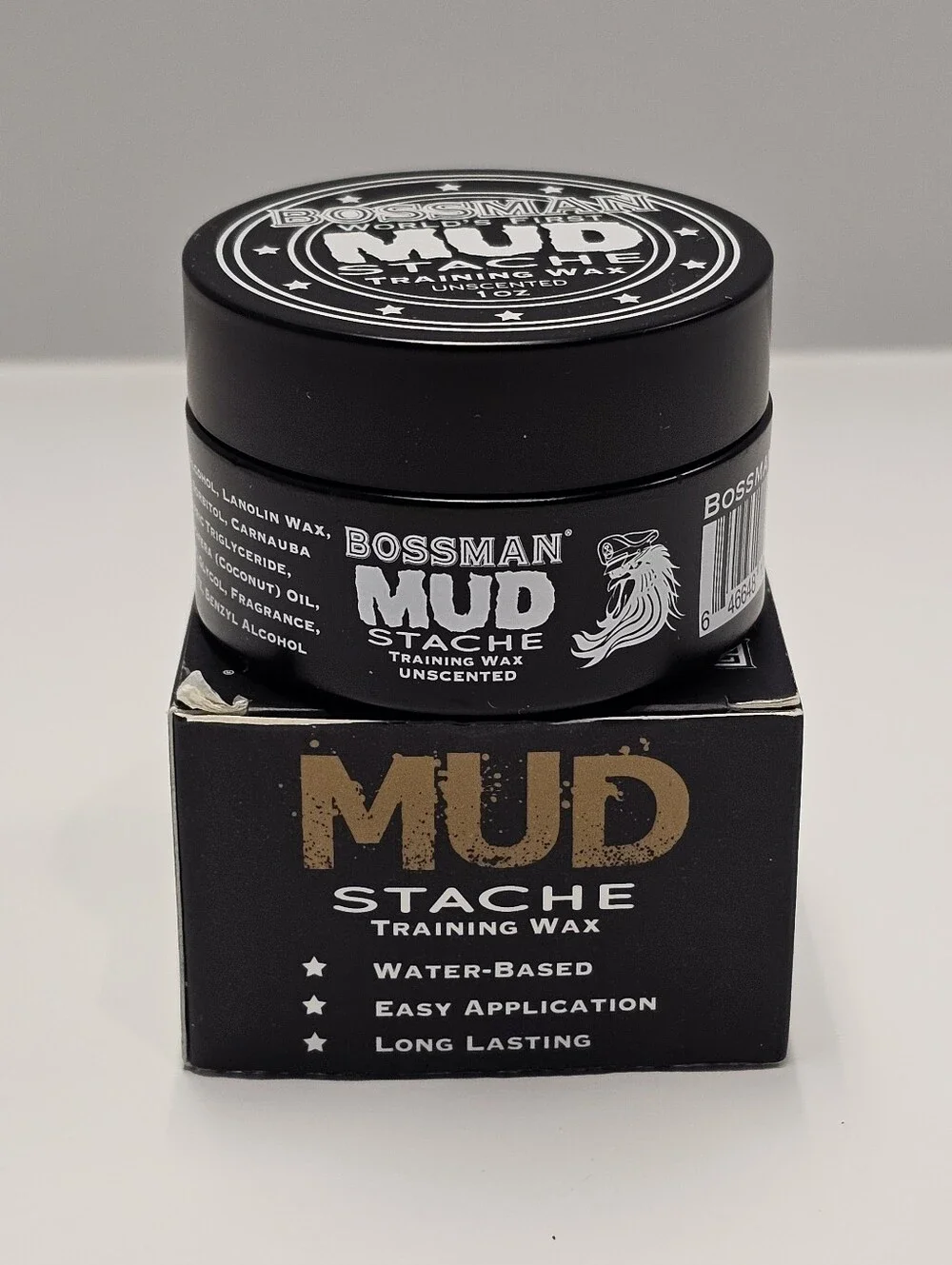 Bossman Mud Stache Unscented Training Wax NIB